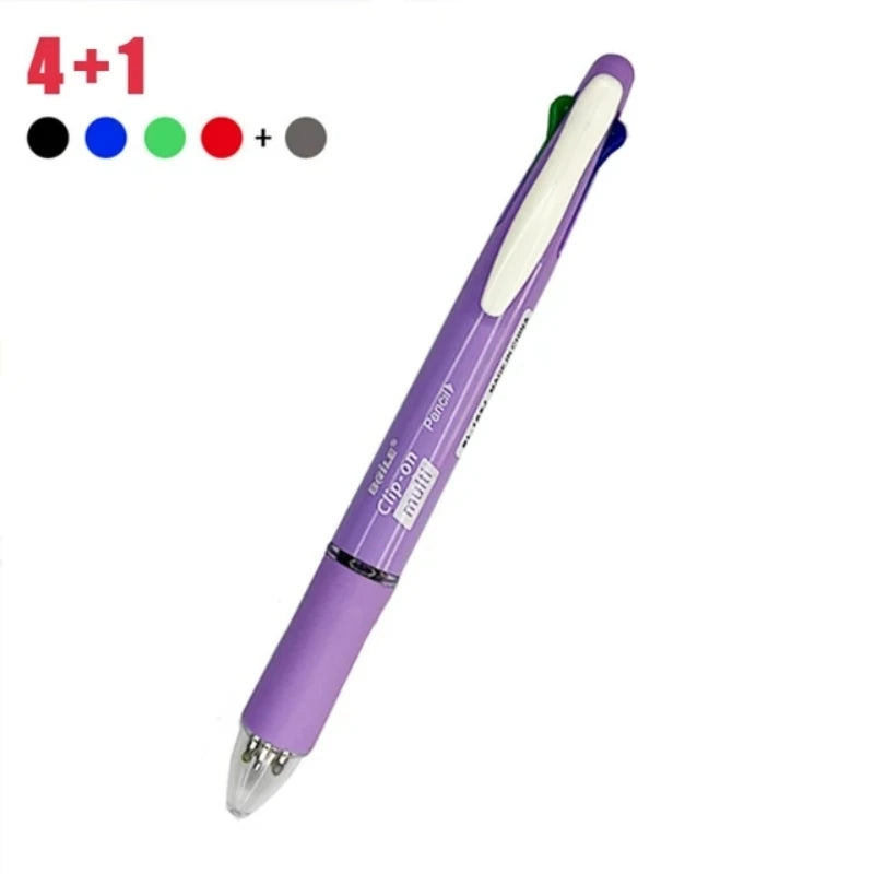 5 In 1 Multicolor Ballpoint Pens 4 Colors Ball Pen 1 Automatic Pencil With Eraser For School Office Writing Supplies Stationery Beauty World Shop