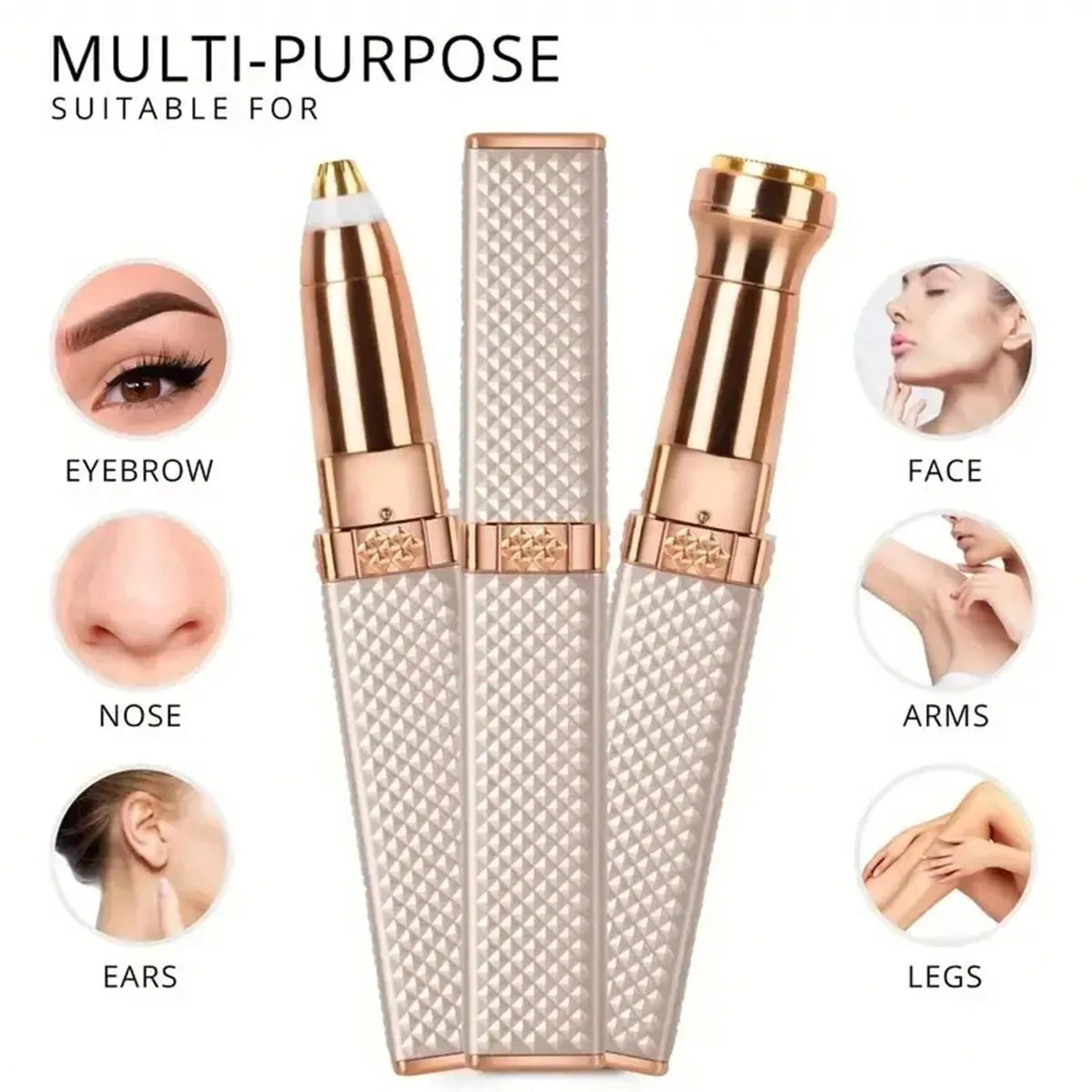 1pc Rechargeable 2-In-1 Eyebrow Razor And Hair Shaver With LED Light - Painlessly Remove Peach Fuzz, Facial Hair, Eyebrows, Lips Beauty World Shop