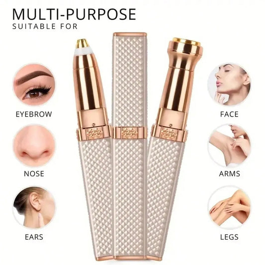 1pc Rechargeable 2-In-1 Eyebrow Razor And Hair Shaver With LED Light - Painlessly Remove Peach Fuzz, Facial Hair, Eyebrows, Lips Beauty World Shop