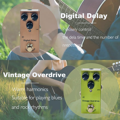 Mini Electric Guitar Effect Pedal Overdrive/Distortion Crunch/US Dream/Chorus/Vintage Phase/Digital Delay/Tremolo Beauty World Shop