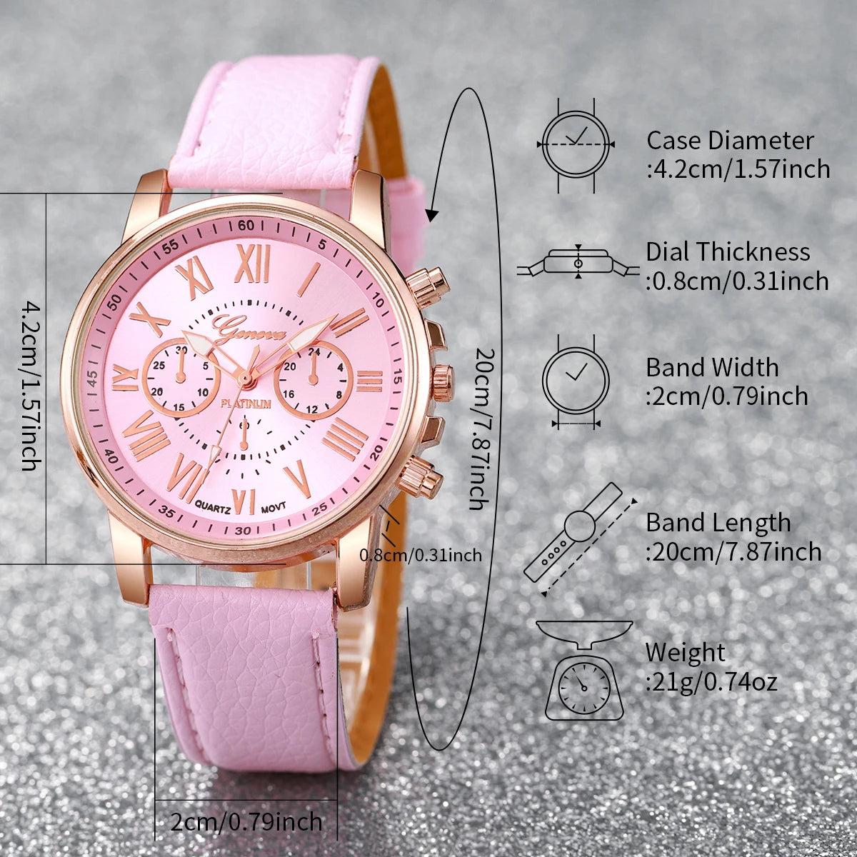 5/6PCS Fashion Women's Quartz Watch Leather Band Analog Wrist Watches Heart Rhinestone Jewelry Set(Without Box) Beauty World Shop