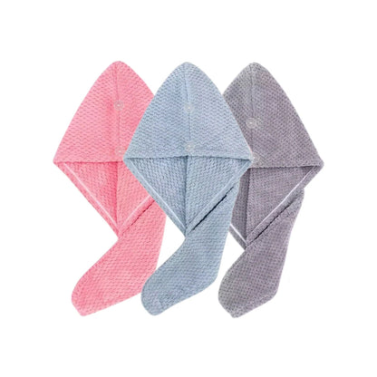 Solid color hair towel Textured dry hair cap 9.8 "X 25.5" absorbent hair towel wrap for button-down women Beauty World Shop