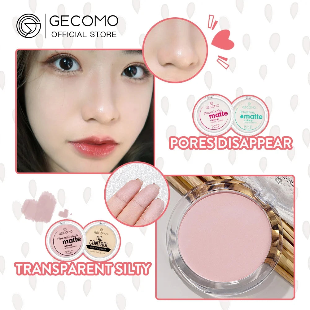 GECOMO Mattifying Compact Powder 12H Long Last Oil Control Silky Matt Makeup Setting Powder Translucent For All Skin Tones Beauty World Shop