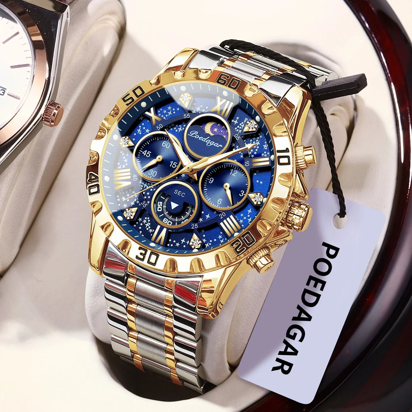 POEDAGAR Luxury Man Watch Waterproof Luminous Stainless Steel Quartz Men's Wristwatch Chronograph Military Watches For Men Reloj Beauty World Shop