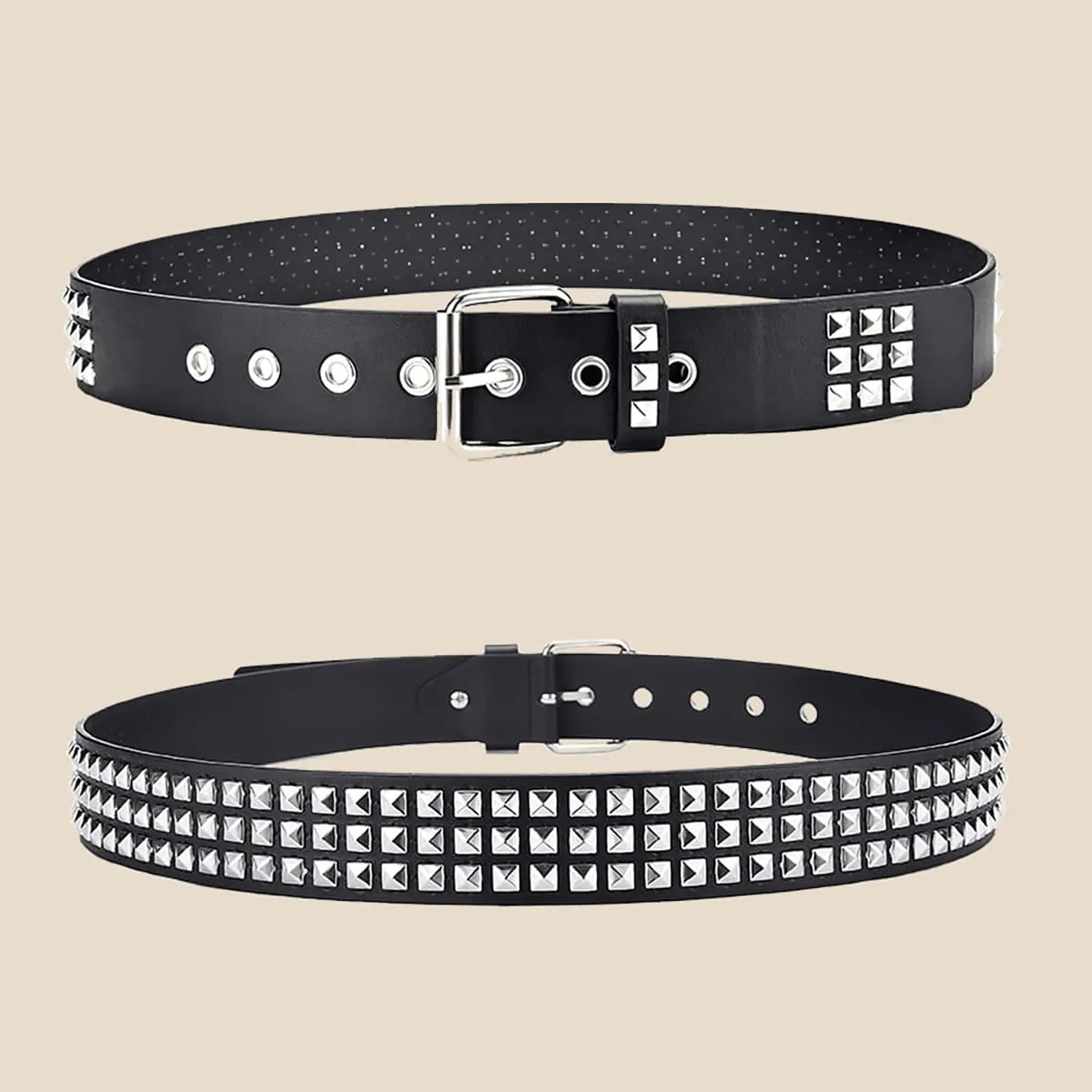 Fashion New Square Bead Rivet Belt Metal Pyramid Belt Men and Women Punk Hardware Jeans Belt Y2K Belt Designer Belt Women's Belt Beauty World Shop