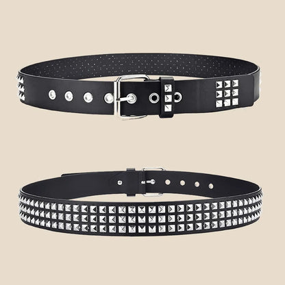 Fashion New Square Bead Rivet Belt Metal Pyramid Belt Men and Women Punk Hardware Jeans Belt Y2K Belt Designer Belt Women's Belt Beauty World Shop