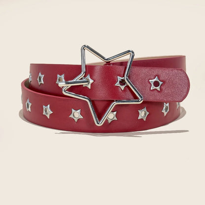 Fashion Punk style star buckle decorative belt with multiple holes small star shaped eyes multifunctional Jeans belt For Women Beauty World Shop