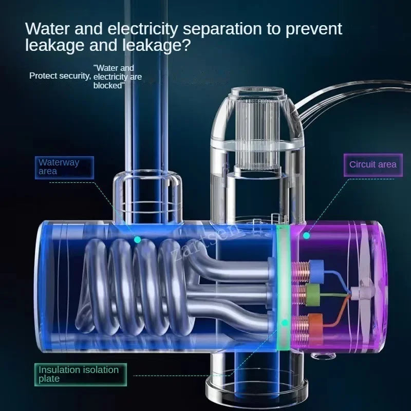3000W Electric Kitchen Water Heater Tap Instant Hot Water Faucet Heater Cold Heating Faucet Tankless Instantaneous Water Heater Beauty World Shop