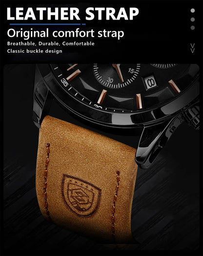 POEDAGAR Original Military Men Clock Waterproof Luminous Leather Quartz Man Watch Chronograph Date Luxury Business Men's Watches Beauty World Shop