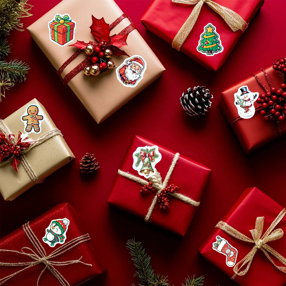 500pcs Laser Cartoon Christmas Stickers Christmas Gift Wrapping Label Sticker Reward Stickers Scrapbook Stationery,1" Beauty World Shop