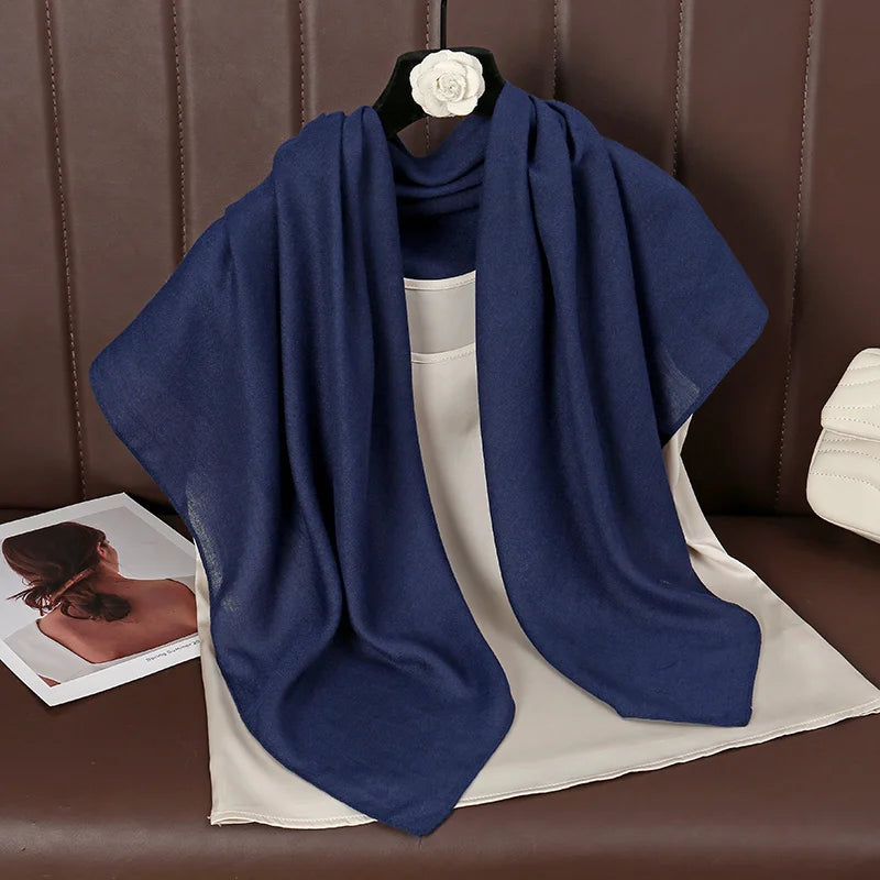 90*90cm Thin Soft Square Scarves for Women Simplicity Solid Color Cotton Linen Headscarf Muslim Female's Hijabs Bag Accessories Beauty World Shop