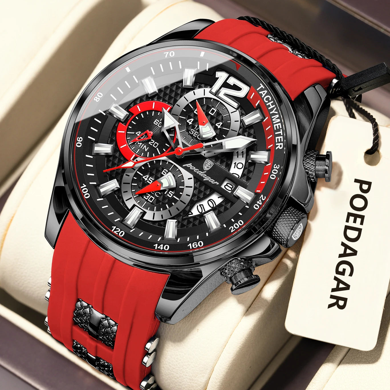 POEDAGAR Luxury Watch For Men Date Chronograph Luminous Waterproof Silicone Male Watch Fashion Sports Quartz Men's Watches Reloj Beauty World Shop