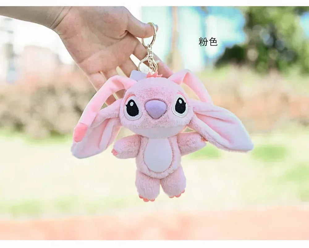 Cartoon Stitch Plush Keychain Soft Toy Cute Stuffed Animal Pendant Gift for Girls  Angel Doll Bag Charm Kids Birthday Present Beauty Fashion