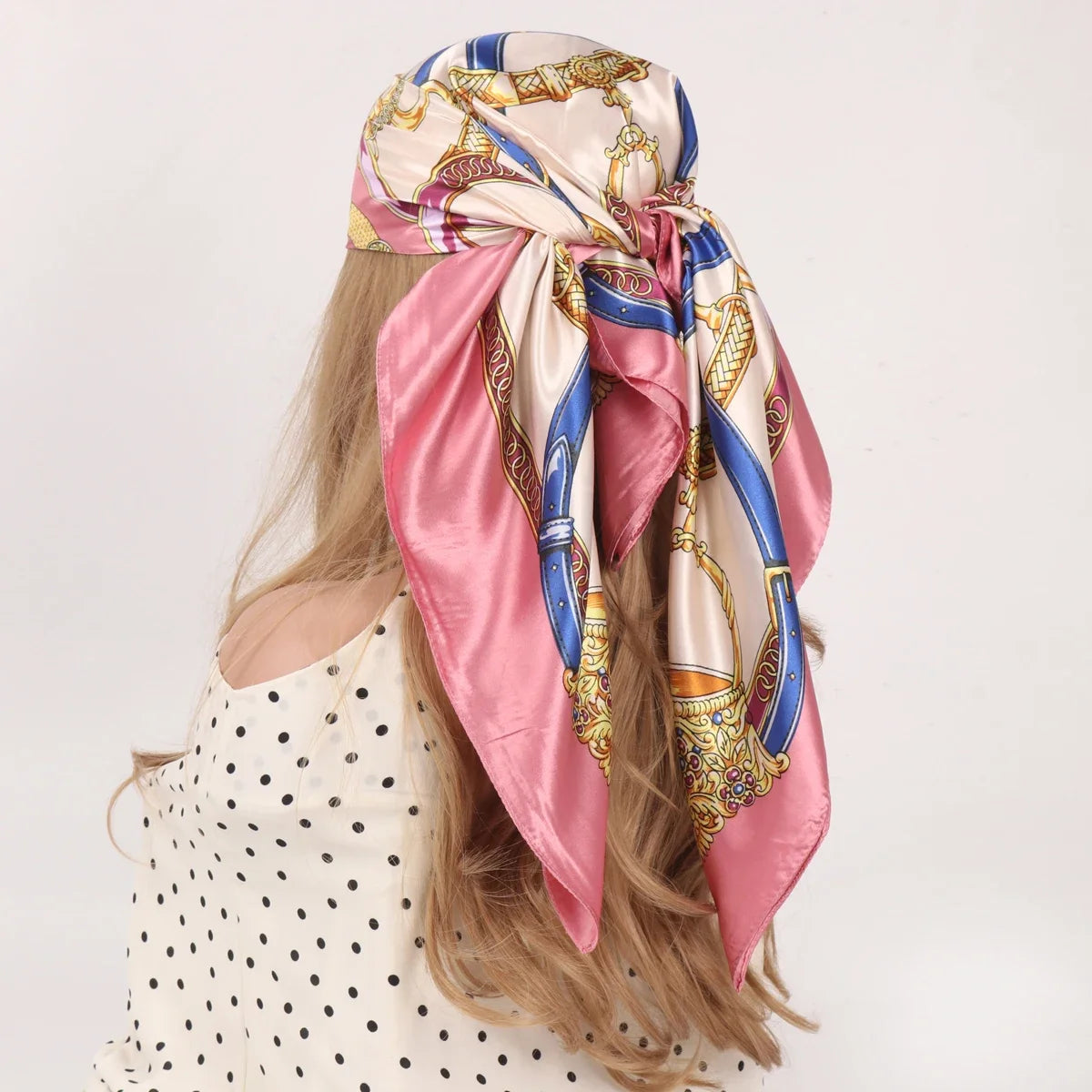 90*90cm Silk Scarf Scarftop Headwraps Women Four Seasons Hair Scarve Hijab Foulard Iuxe Bandana Femme Headscarf Beauty World Shop
