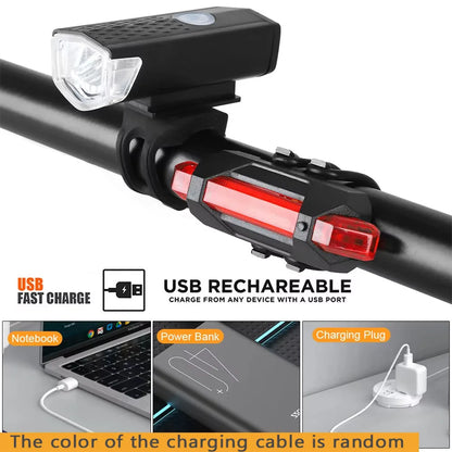 USB Rechargeable Bike Light Front Light Red Taillight Easy to Install 3 Modes Bicycle Accessories for the Bicycle Beauty World Shop