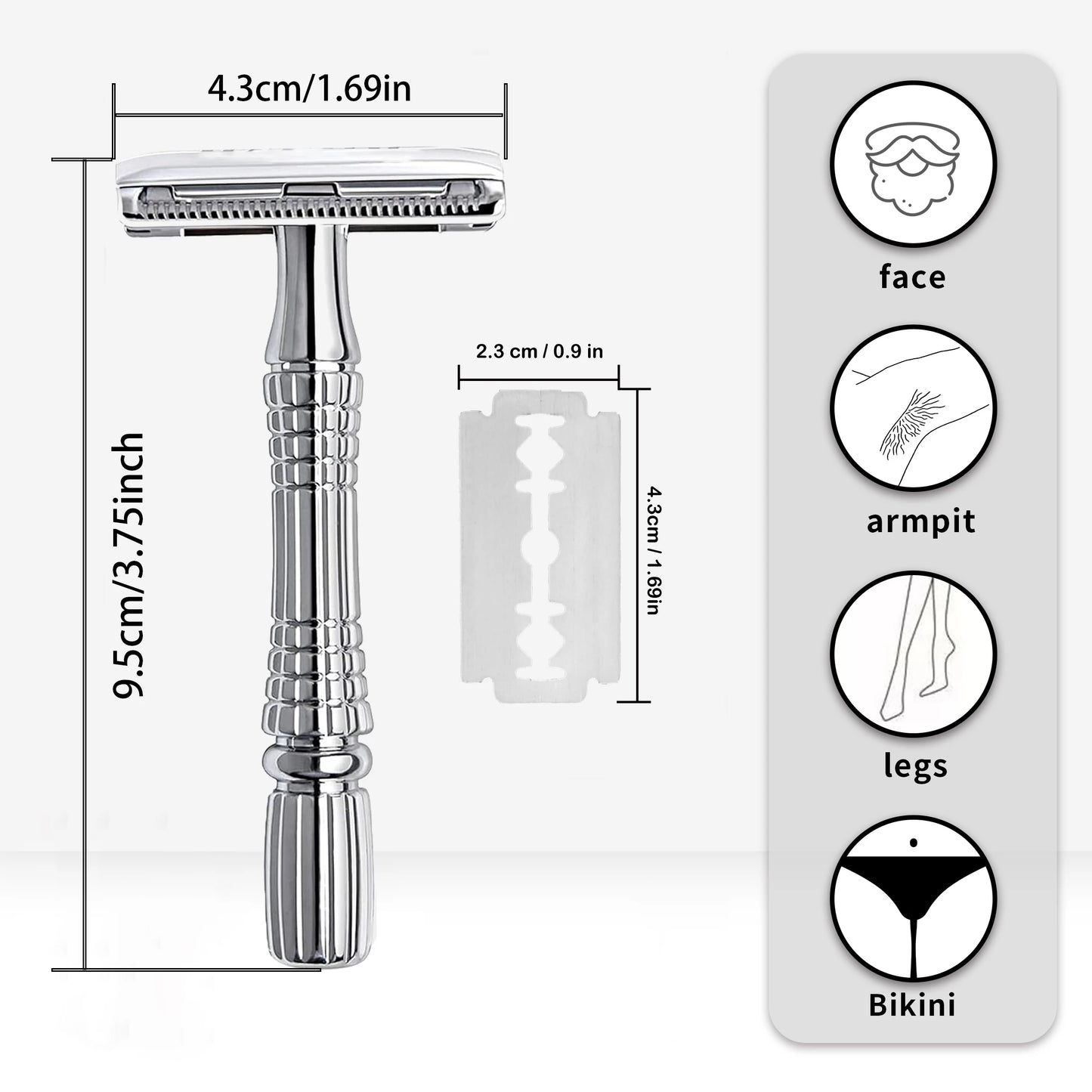 Double Edge Safety Razor for Men and Women Metal Razor with 10 Double Edge Safety Razor Blades Eco-Friendly Razor Silver Beauty World Shop