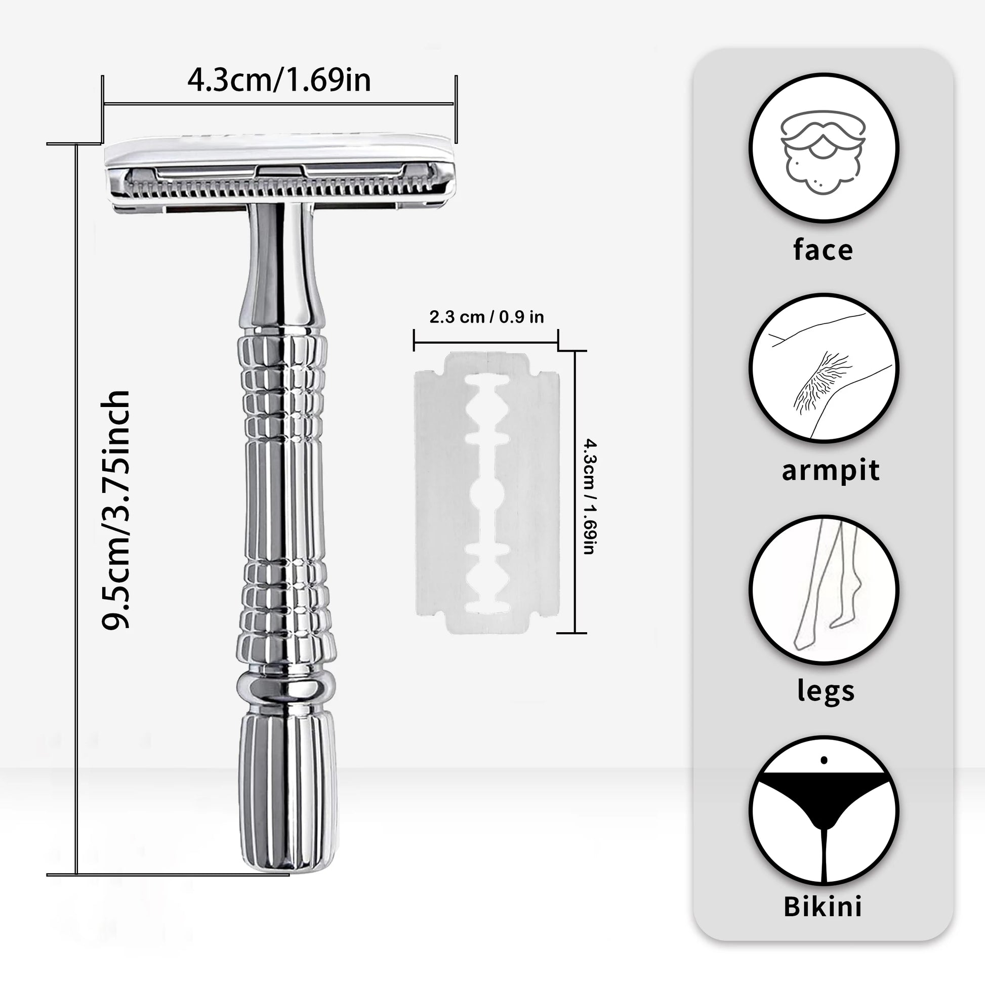 Double Edge Safety Razor for Men and Women Metal Razor with 10 Double Edge Safety Razor Blades Eco-Friendly Razor Silver Beauty World Shop
