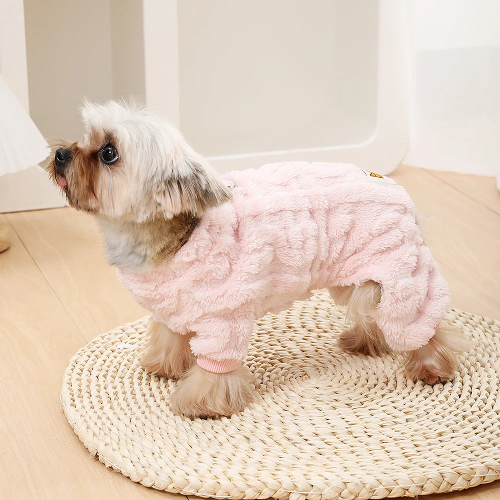 Soft Dog Clothes For Winter Warm Puppy Jumpsuit With D-ring Flannel Fleece Pets Sweater For Small Medium Dogs Yorkshire Pug Coat