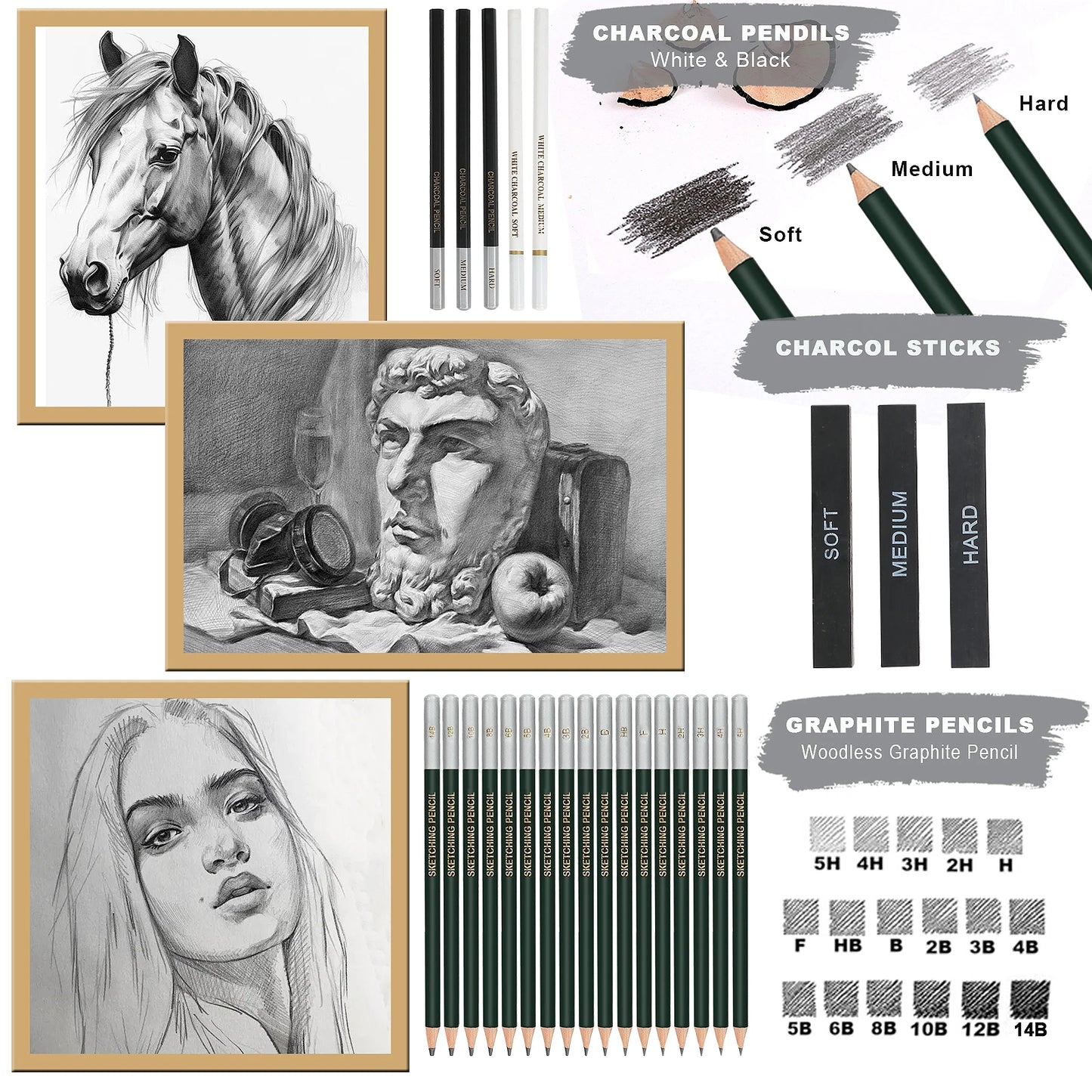 12/20/25/54/70 pcs Drawing Sketching Coloring Set Drawing Pencils & Sketching Kit Art Tool Kit Professional Art Supplies Set Beauty World Shop