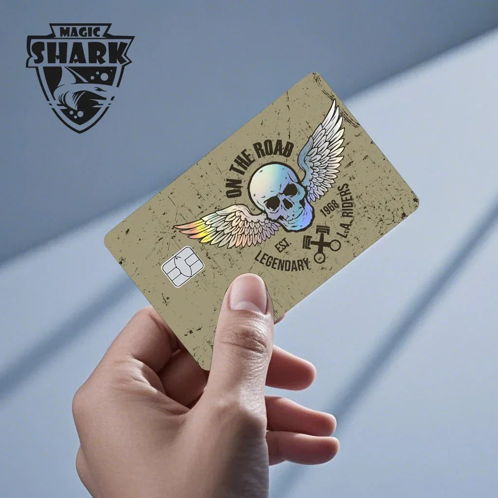 Magic Shark Skull Panda Hunter Broke Blue Eyes Dragon Laser Holographic Sticker Cover Film Skin for Credit Bank Debit Card Beauty World Shop