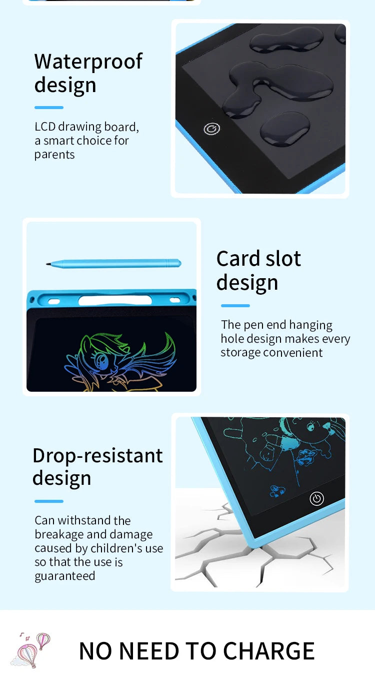 6.5/8.5/10/12 Inch LCD Drawing Tablet for Kids, Rechargeable Erasable Board with Pen, Travel Educational Toy Gift for Boys Girls Beauty Fashion