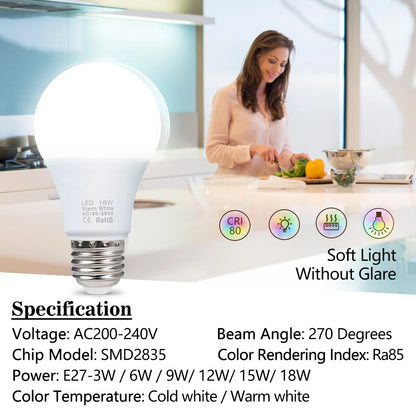 4pcs/lot E27 LED Bulb Lamps AC 220V SMD2835 3W 6W 9W 12W 15W 18W Lampada Led Light Bulbs Living Room Home Indoor LED Bombilla Beauty World Shop