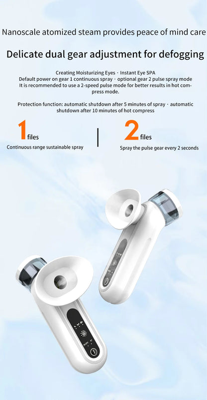 Electric Eye Massager with Nano Steam Hot Compress  and Moisturizing Spray Eye Massage Device for Eye Fatigue Relief and Care Beauty World Shop