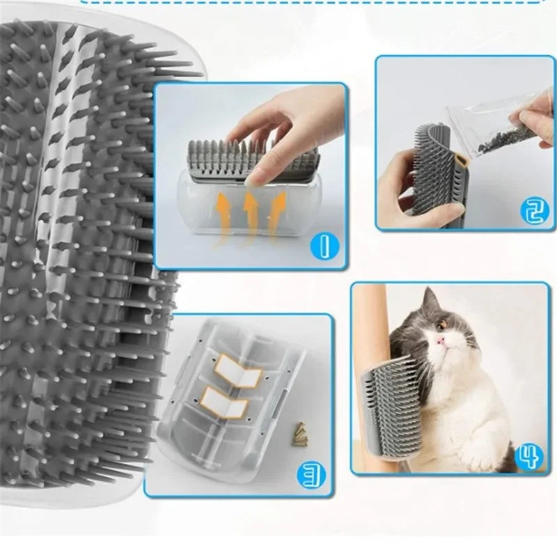 Cat Corner Brush Comb Massager for Cat Arch Plastic Scratcher Remove Hair Comb Grooming with Catnip Cat Self Cleaning Cat Supply Beauty World Shop