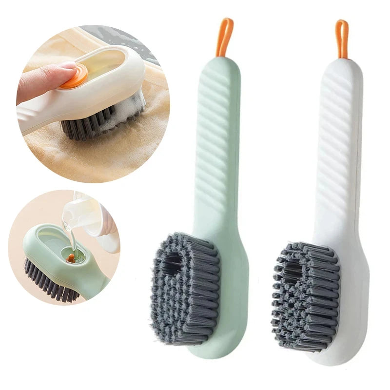 Automatic pressing liquid long handle shoe brush with soft bristles that do not damage shoes, laundry brush, cleaning tool Beauty World Shop