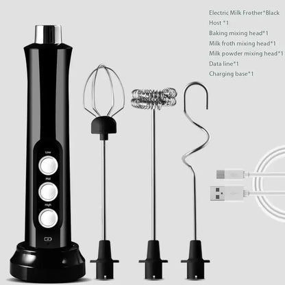 Wireless Milk Foam USB Rechargeable Handheld Electric Foam Maker 3 Speeds for Latte Cappuccino Hot Chocolate Coffee Whisk Mixer Beauty World Shop