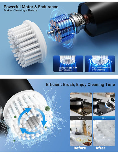 Household Cordless Multipurpose Spin Scrubber Kitchen Gadgets Hair Brushes Bathroom Broom Toilet Mops Electric Cleaning Brush