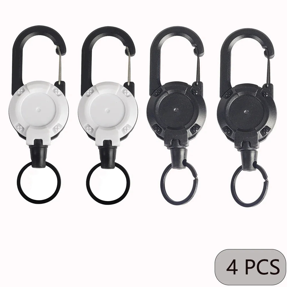 1/2/4pcs Extendable Retractable Holders Keychain Badge Reels Heavy Duty Clip With Carabiner Key Chain For Men Outdoor Bags Beauty Fashion