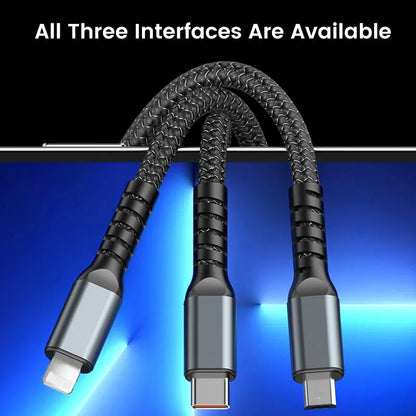 3 In 1 100w Transparent Fast Charging Cable Type C Usb Micro For Huawei OPPO Vivo Samsung Xiaomi Pilot Lamp Charger Usb C 6A Beauty World Shop