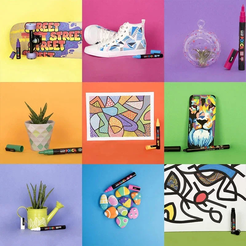 Uni Posca Full Marker PC-1M 3M 5M Multi-Colours Acrylic Permanente Rotulador Poster Graffiti Painting Pen For Fabric Rock Metal Beauty World Shop