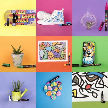 Uni Posca Full Marker PC-1M 3M 5M Multi-Colours Acrylic Permanente Rotulador Poster Graffiti Painting Pen For Fabric Rock Metal Beauty World Shop