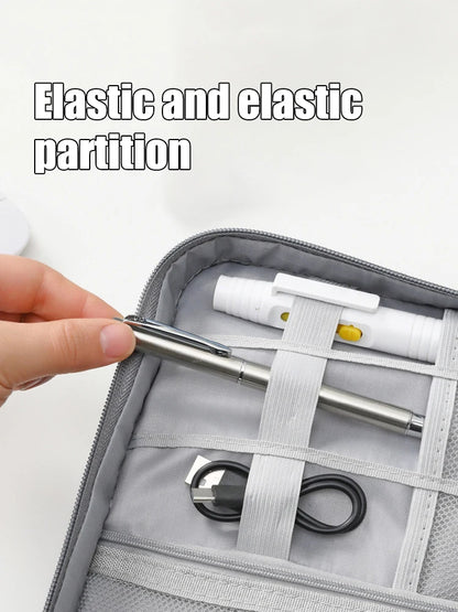 Black Oxford Cloth Electronic Accessory Storage Bag, Cube Travel Bag, Portable Data Cable Headphone Organizer Bag Office suppli Beauty World Shop