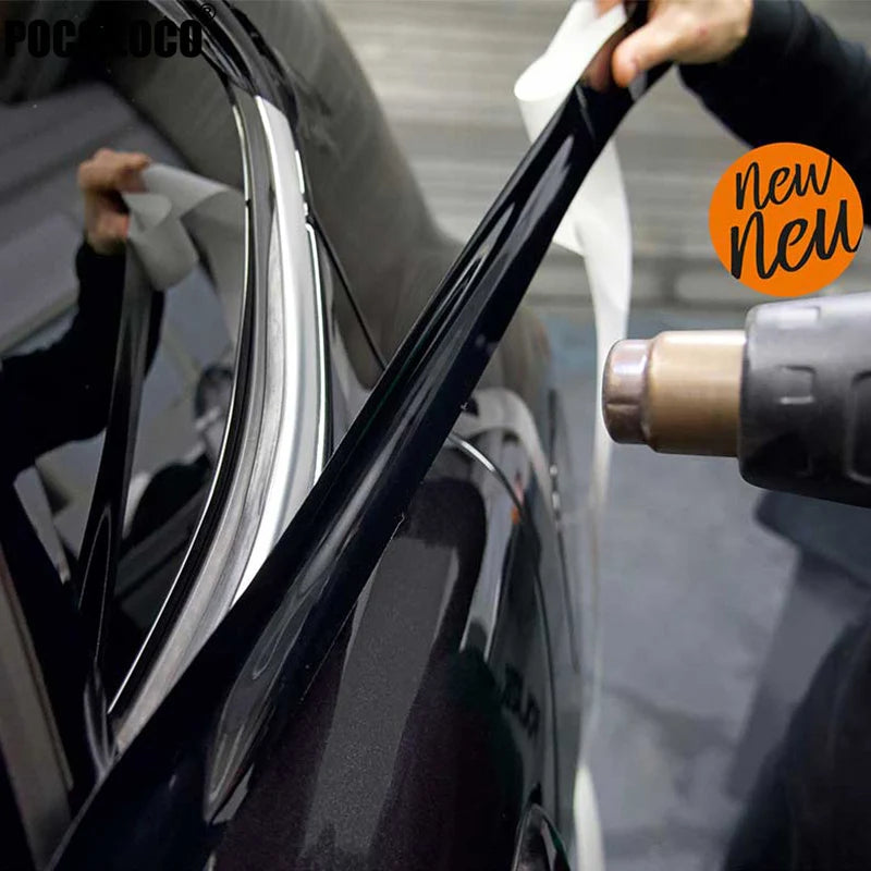 3/5/7/10CM Black Glossy Vinyl Wrap Stripes Chrome Delete Window Trim Film For Car Interior Hood Roof Pillar Beauty World Shop