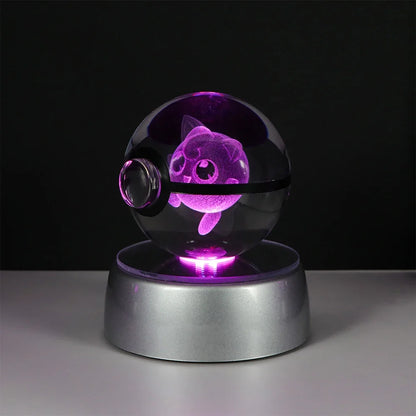 Pokemon Crystal Ball Pikachu Gengar Eevee Mewtwo Lacario Anime Game Pokeball Led Night Light Base Kids Birthday Gift Home Decor Beauty World Shop