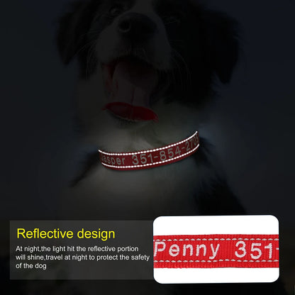 Embroidered Nylon Dog Collar Personalized Puppy Cat Collars Reflective Pet ID Collars DIY Phone Name ID For Small Large Dog Cat Beauty World Shop
