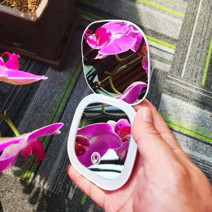 Mini Compact Foldable Pocket Hand Led Makeup Mirror With Led Light 5x/10x Magnification Rechargeable And Small Beauty World Shop