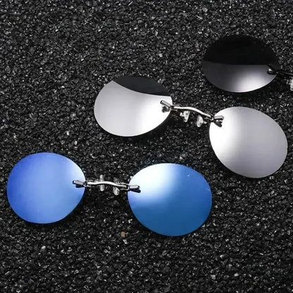  VIEWRING1-2PCS Clip On Nose Glasses Round Rimless Matrix Morpheus Sunglasses Mini Frameless Vintage Men Eyeglasses Beauty World Shop