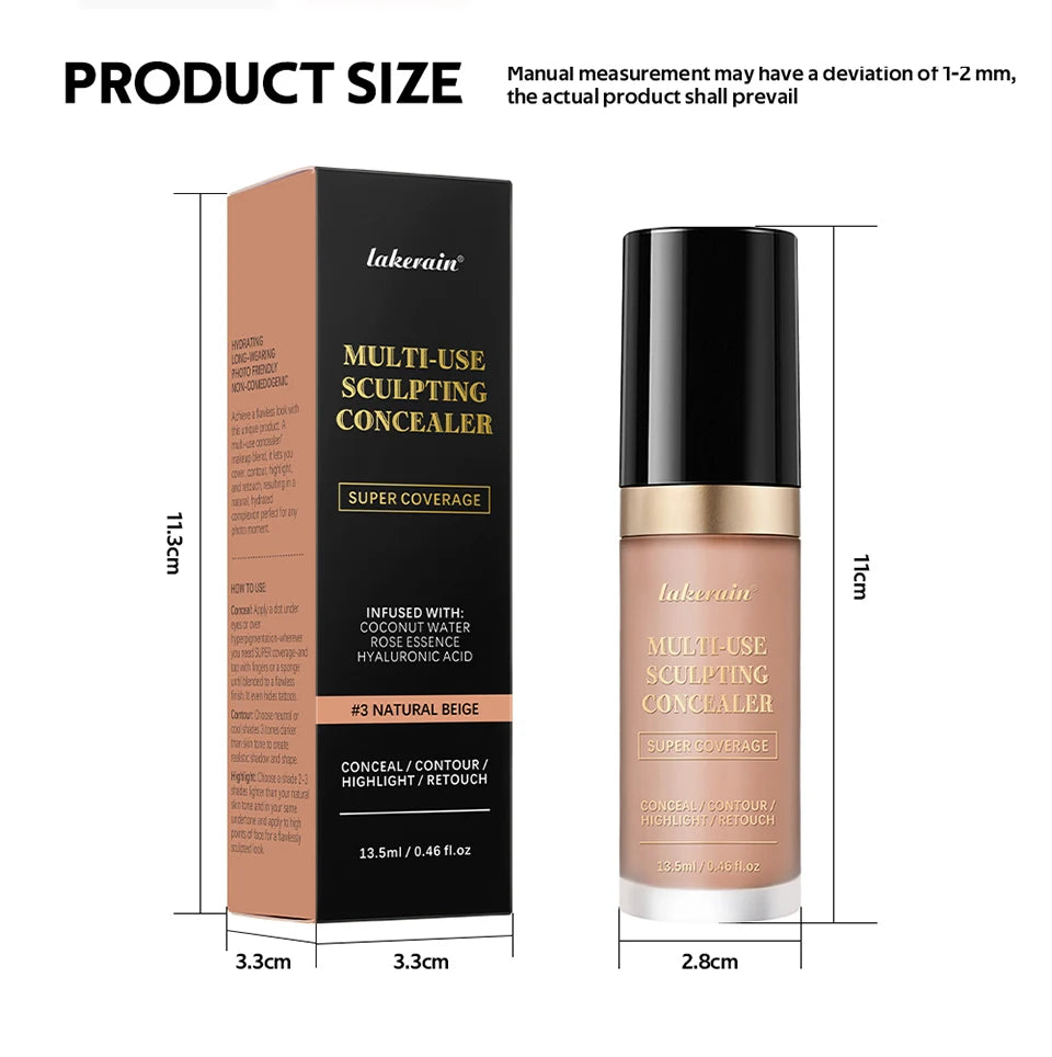 Long-lasting Coverage Concealer Matte Foundation Multi-Use Cream Oil Free Highlight and Retouch Face Makeup Products for Women Beauty World Shop