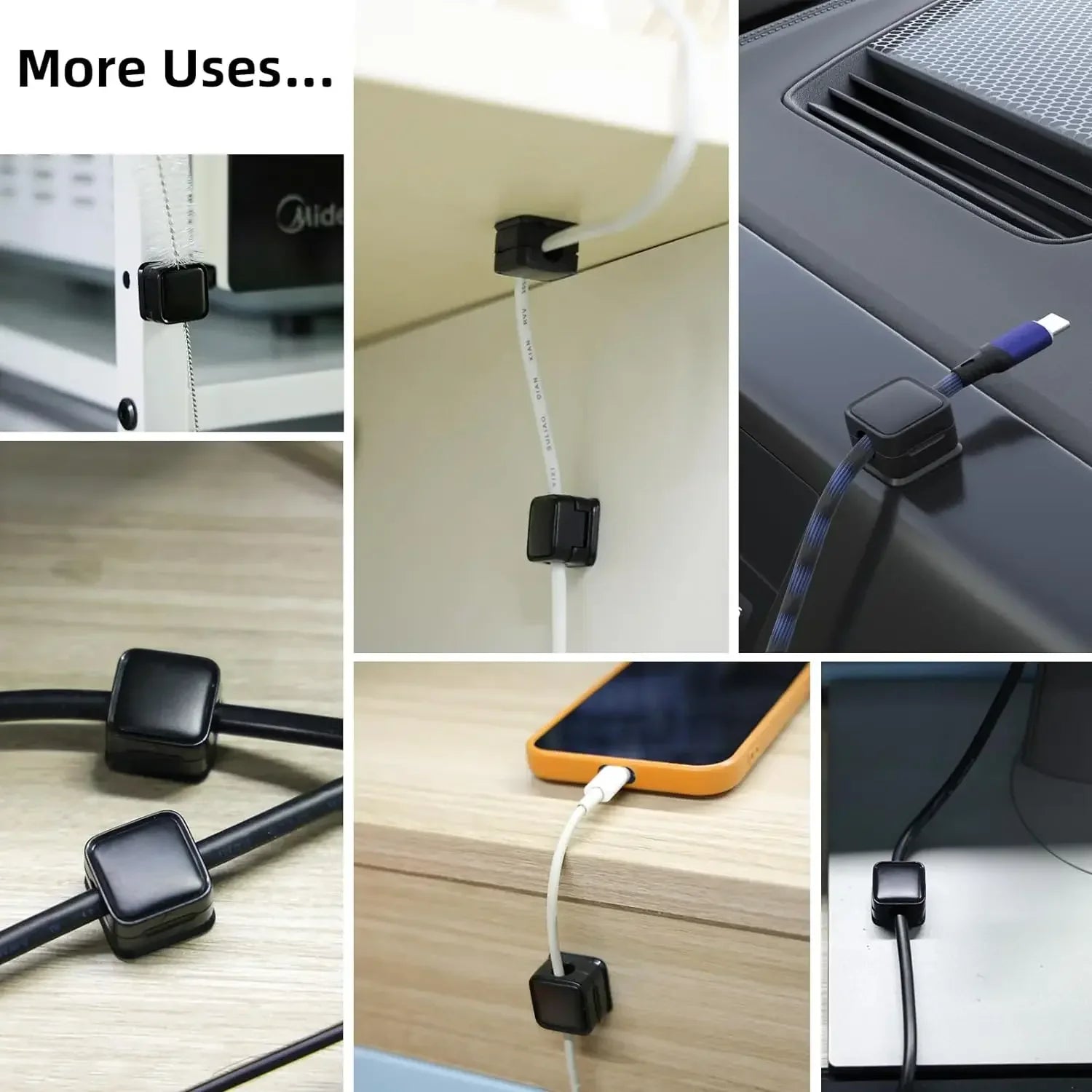 6PCS Magnetic Cable Clips Cable Smooth Adjustable Cord Holder Under Desk Cable Management Wire Keeper Cable Organizer Holder Beauty Trend Shop