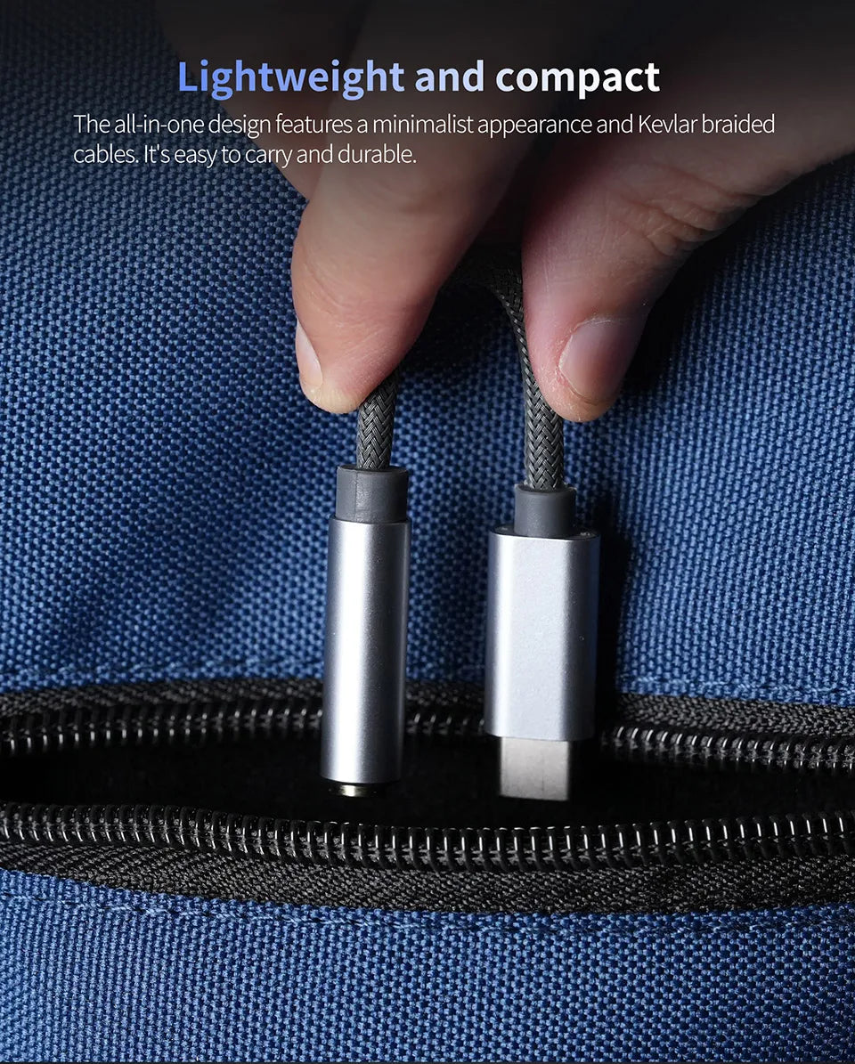 KZ AM01 Cable Type-C to 3.5mm Audio Adapter Line 32bit/384kHz Hi-Fi DAC + IC Amplifier Dual Chip Earphone Audio Cable