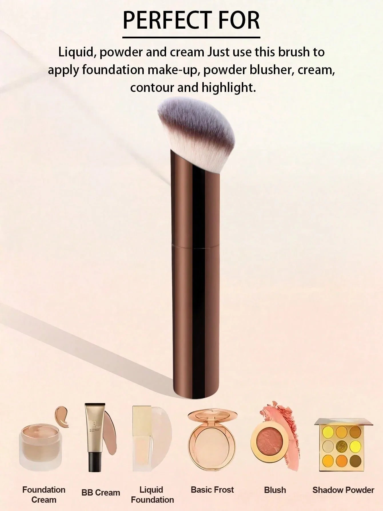 7pcs Professional Makeup Brush Set, Includes: 4pcs Dual-Ended Face Brushes, 1pc Angled Brush, 1pc Short Handle Foundation Brush, Beauty World Shop
