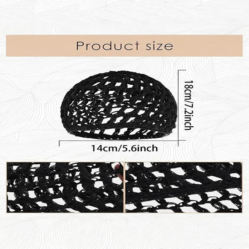 2/6 pcs Comfortable Handmade Crochet Hair Net Hat, Braided Hat, Breathable Mesh Sleeping Cap, Unisex Elastic Hair Net Beauty World Shop