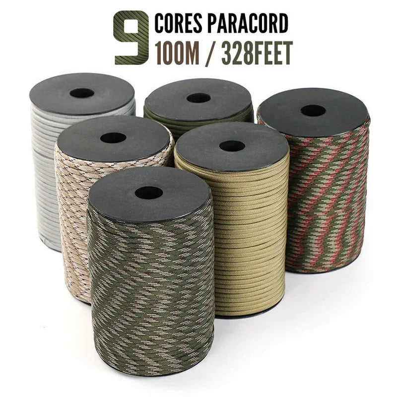 50m 650 Military Paracord 9 Strand 4mm Tactical Parachute Cord Camping Accessories DIY Weaving Rope Outdoor Survival Equipment Beauty World Shop