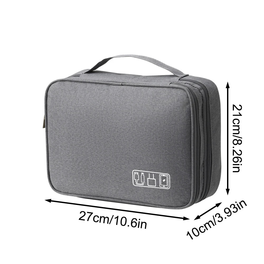 Black Oxford Cloth Electronic Accessory Storage Bag, Cube Travel Bag, Portable Data Cable Headphone Organizer Bag Office suppli Beauty World Shop
