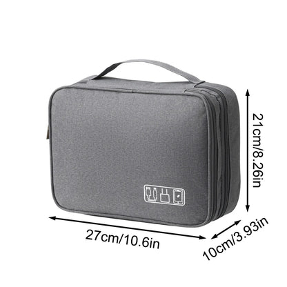 Black Oxford Cloth Electronic Accessory Storage Bag, Cube Travel Bag, Portable Data Cable Headphone Organizer Bag Office suppli Beauty World Shop