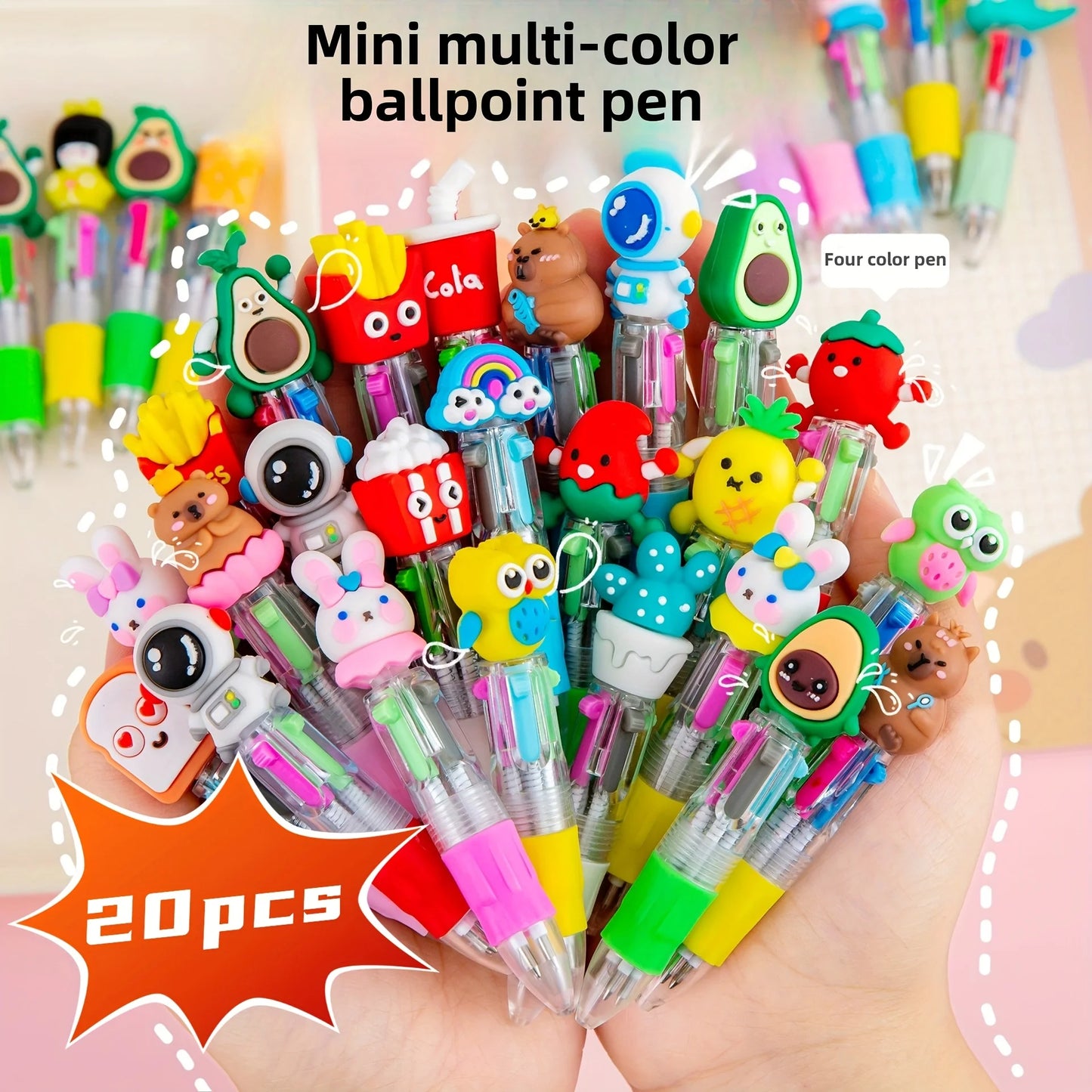 5-20Pcs/Lot Cute Cartoon 4 Color Mini Ballpoint Pen KawaiiUnicorn Flamingo Retractable Stationery Gift SchooOoffice Supplies Beauty World Shop
